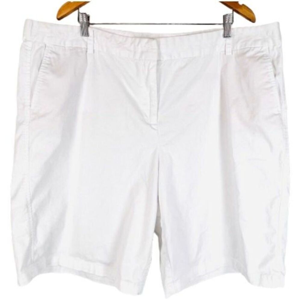 J Jill Bermuda Walking Shorts Plus Size 24W White Flat Front Pockets